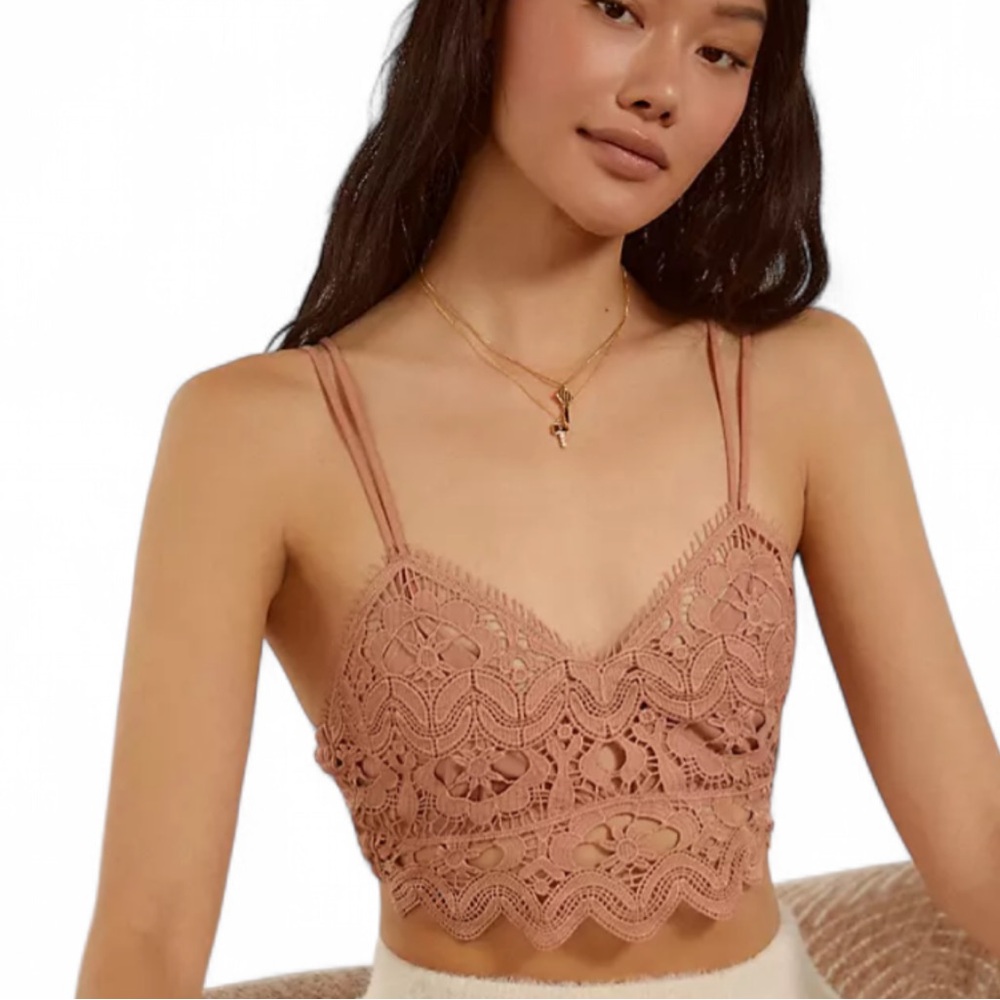 NWT Anthropologie Viviette Lace Bra Top Adjustable Straps Scalloped Hem Sz XS